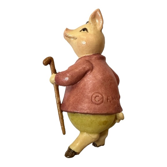 Vintage 1980 Italian Carved Anri Beatrix Potter Pigling Bland Ornament - Picture 2 of 14